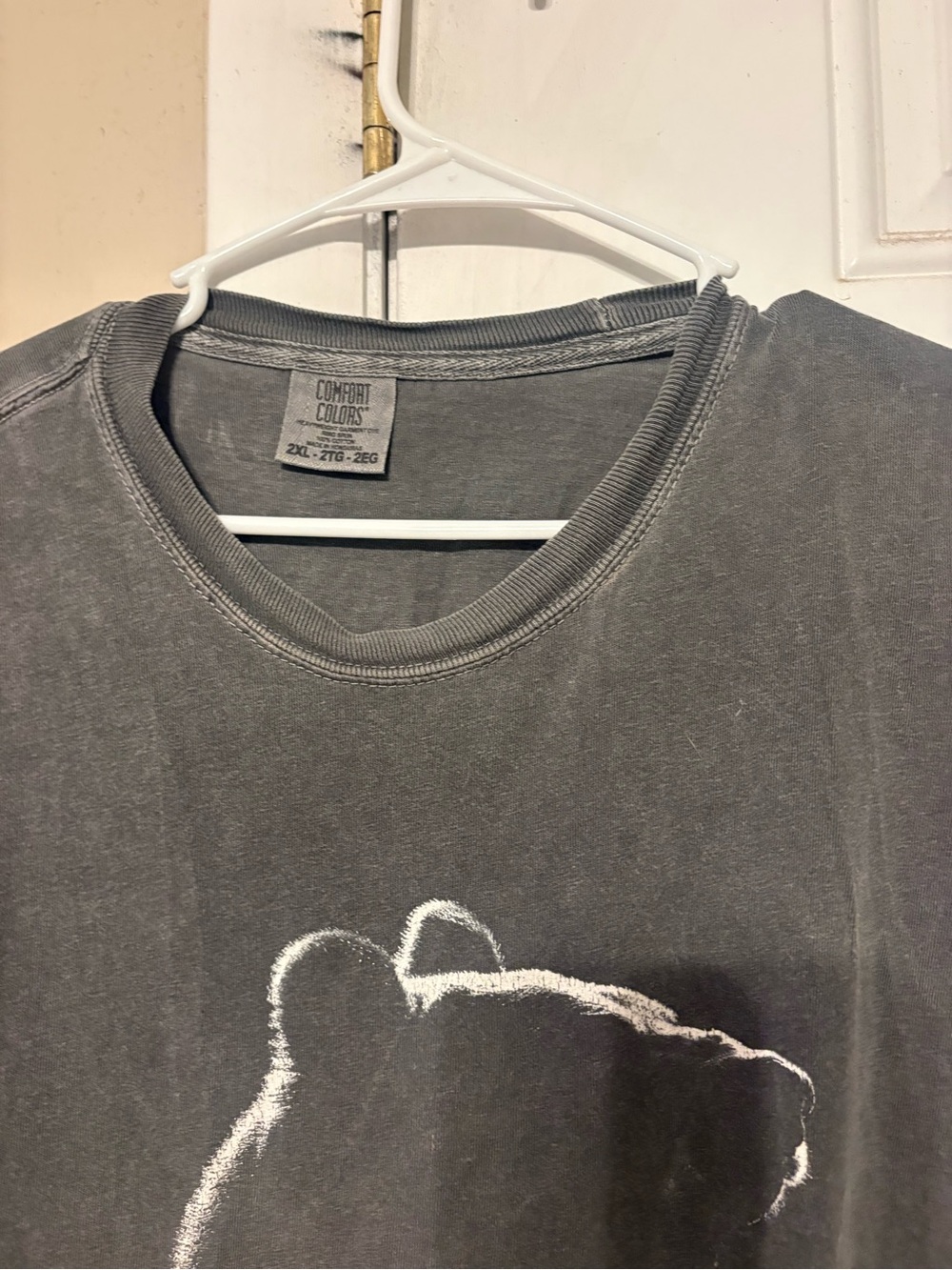 Washed Black Graphic Tee with Subtle Bear Outline - Picture 3 of 4
